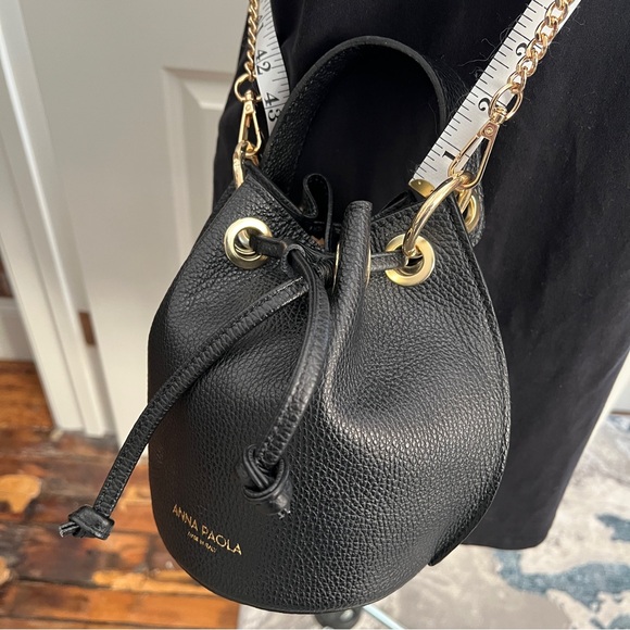 Anna Paola Black and Gold Mini Bucket Bag - Picture 7 of 7